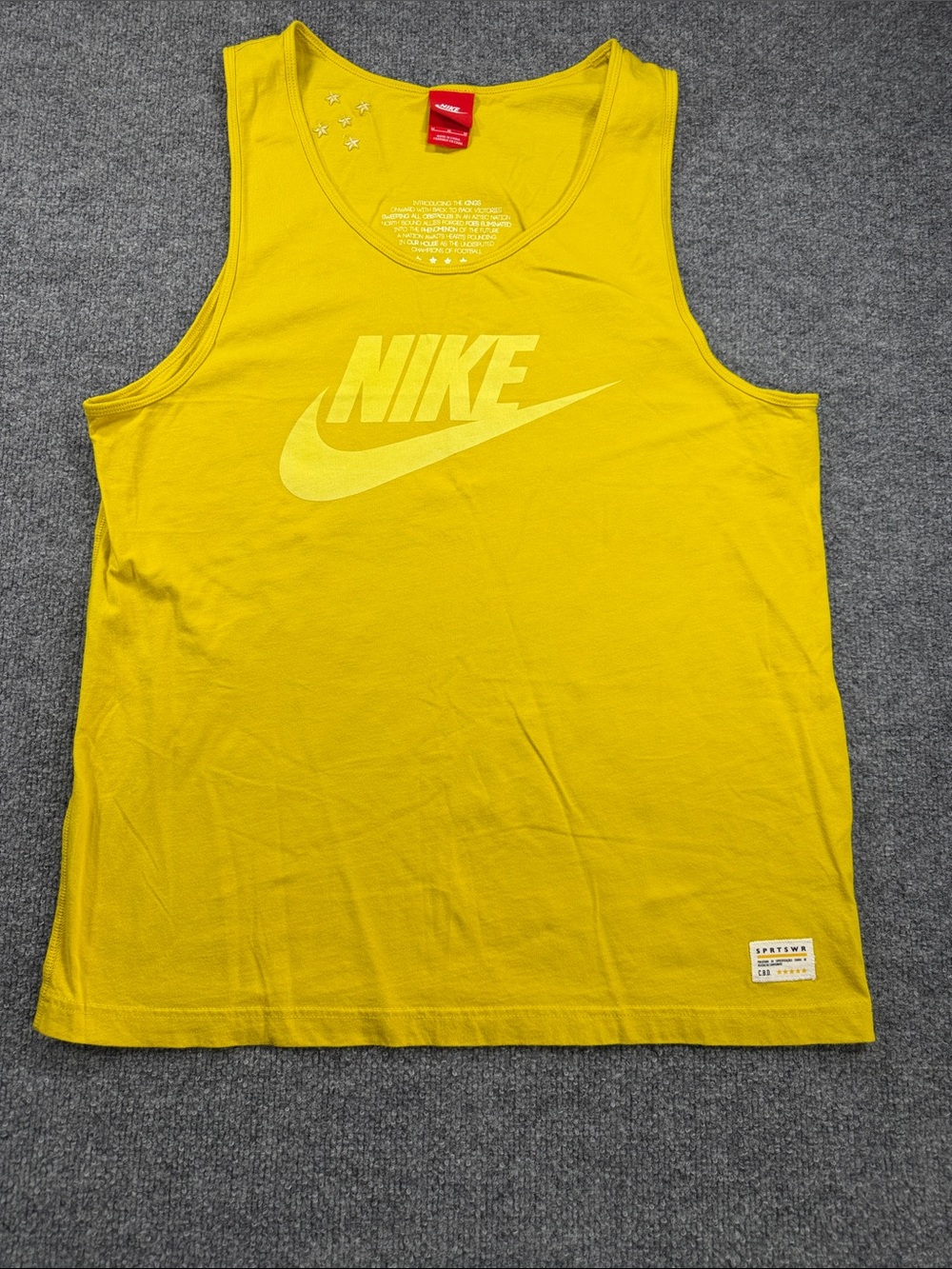 Nike Bright Yellow Logo Tank Futeball Moleque Men’s Medium